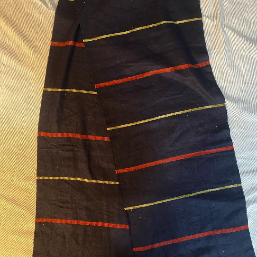 NWT Land’s End Striped Scarf in Midnight Indigo with Red and Yellow‎ Accents